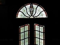 Red Stained Glass in Lobby Door