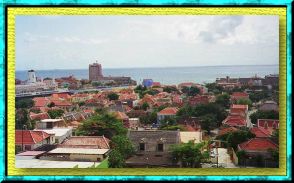 View of the ship and Willemsted in Curaçao from the Queen Juliana Bridge