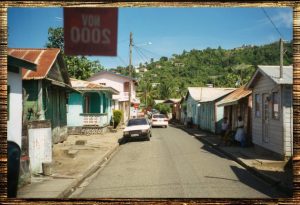 A narrow street in Anse la Raye