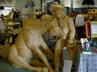 A statue carved in wood.