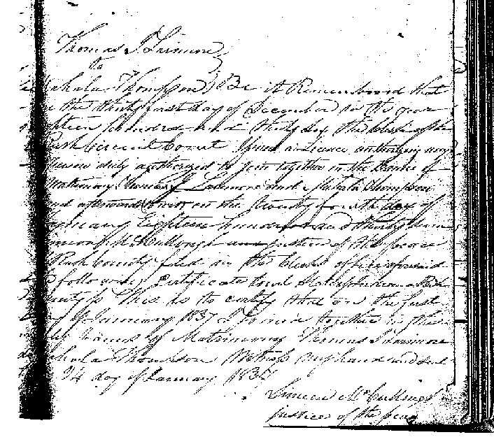Marriage Record of Thomas J. & Mahala (THOMPSON) LARIMORE, Rush County ...